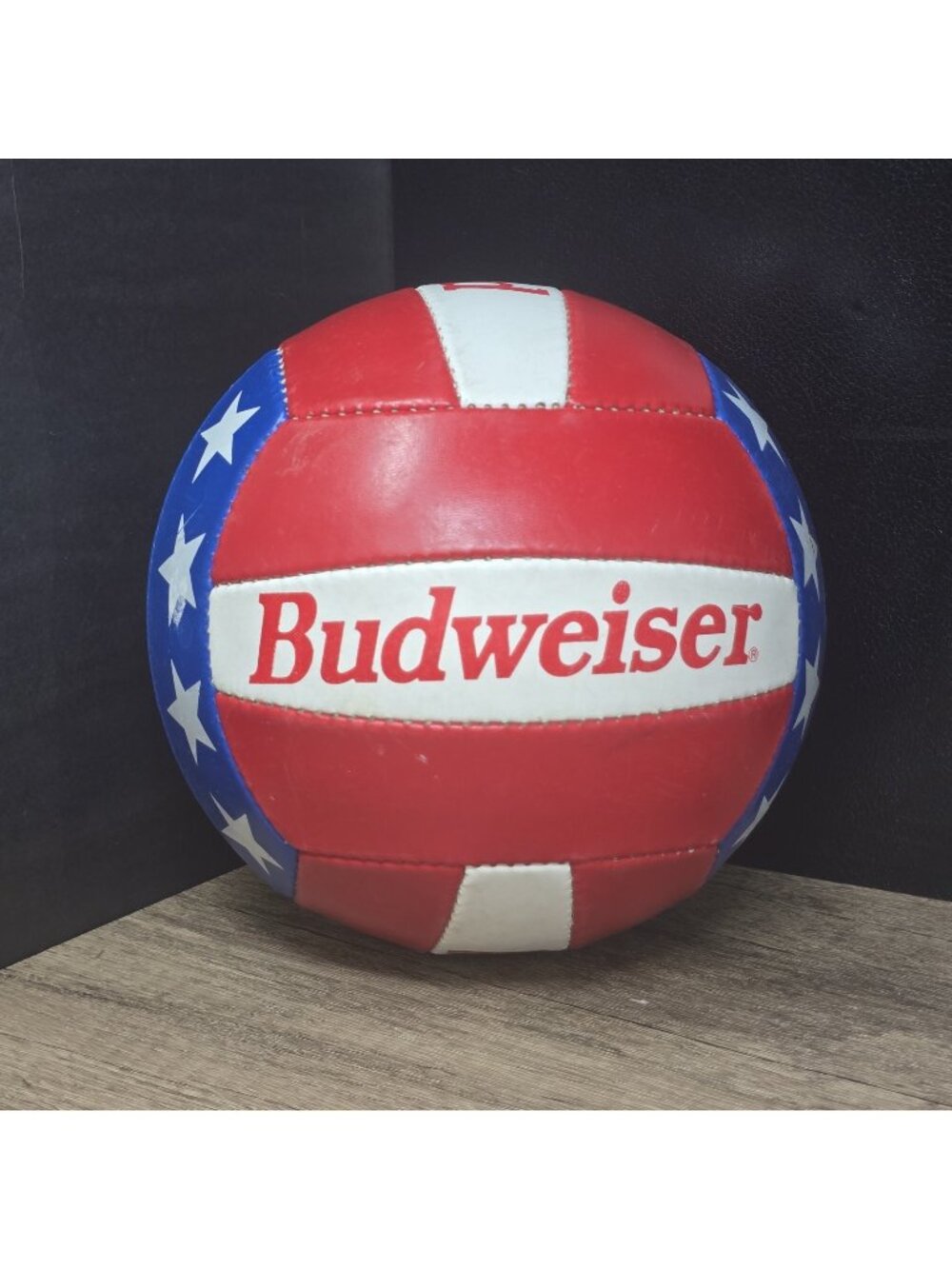 Vtg Budweiser Red White Blue Patriotic Volleyball Soccer Ball Hand Sewn Pakistan